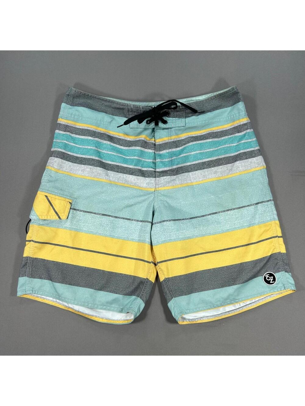 Ezekiel Board Shorts 33 Mens Multicolor Drawstring Surf Shorts